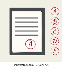 Clipboard With Exam Papers. The Grading Scale For The Examination Tasks