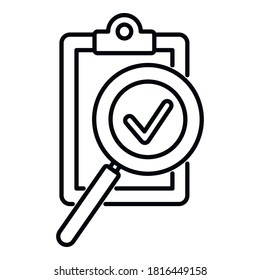 Clipboard exploration icon. Outline clipboard exploration vector icon for web design isolated on white background