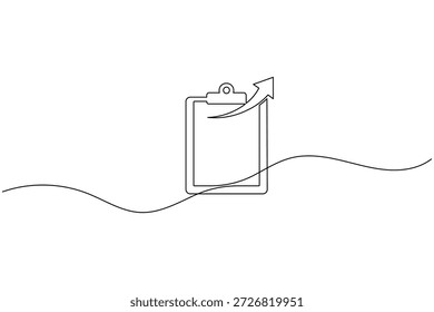 Portapapeles Exportar Enviar flecha Una línea Arte minimalista Lista de tareas Línea continua Ilustración Vector Esquema