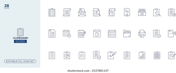 Clipboard Fill Color Icon Set is a vibrant, minimalist collection of clipboard icons, each filled with solid colors.