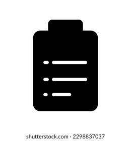 Vector de símbolo del icono Relleno del portapapeles Icono del Portapapeles de Glifo Negro