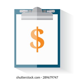 Clipboard flat design and dollar symbol