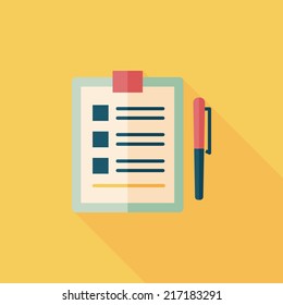 Clipboard flat icon with long shadow
