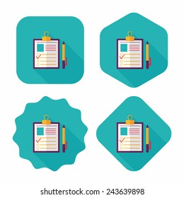 Clipboard flat icon with long shadow