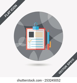 Clipboard flat icon with long shadow