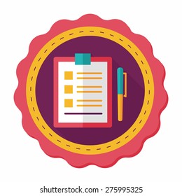 Clipboard flat icon with long shadow