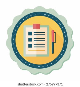 Clipboard flat icon with long shadow