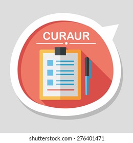 Clipboard flat icon with long shadow