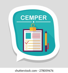 Clipboard flat icon with long shadow