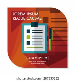 Clipboard flat icon with long shadow