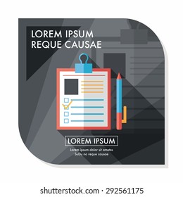 Clipboard flat icon with long shadow