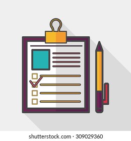 Clipboard flat icon with long shadow