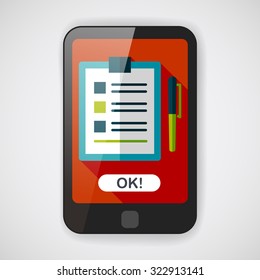Clipboard flat icon with long shadow