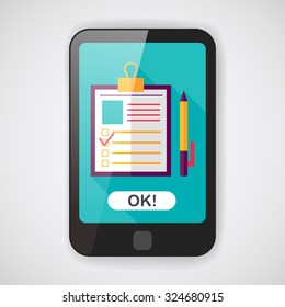 Clipboard flat icon with long shadow