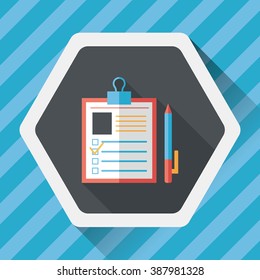 Clipboard flat icon with long shadow
