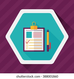 Clipboard flat icon with long shadow