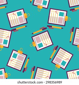 Clipboard flat icon seamless pattern background