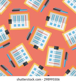 Clipboard flat icon seamless pattern background