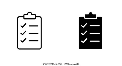 Clipboard flat Icons in line outline and flat solid style on white background