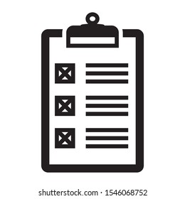Clipboard flat illustration vector with approve reject tick and without pen ballpoint icon