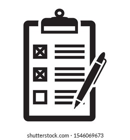 Clipboard flat illustration vector with non approve rejected tick and pen ballpoint icon