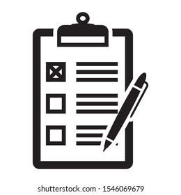 Clipboard flat illustration vector with non approve rejected tick and pen ballpoint icon