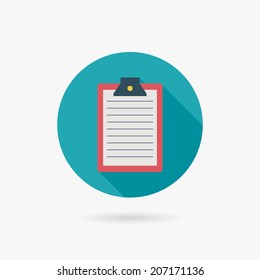 Clipboard Flat style Icon with long shadows