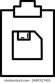Clipboard and floppy disk line icon, Replaceable vector design.