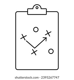 Clipboard game plan icon. Football coach strategy board. Vector illustration isolated on white background
