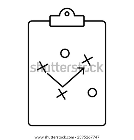 Clipboard game plan icon. Football coach strategy board. Vector illustration isolated on white background
