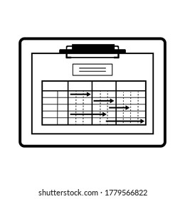 Portapapeles. Diagrama de Gantt, diagrama de procesos. Dibujo de líneas en blanco y negro