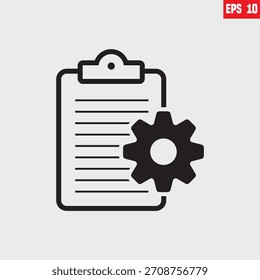 Zwischenablage und Symbol für Ausrüstung, Symbol für Projektmanagement oder technischen Support, einzeln auf weißem Hintergrund