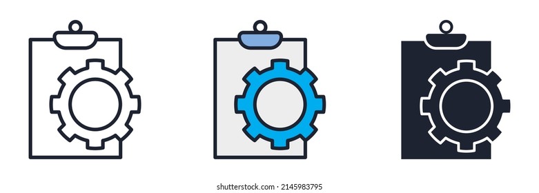 Clipboard with gear icon symbol template for graphic and web design collection logo vector illustration