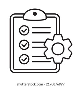Portapapeles con icono de separación de velocidades. Icono de lista de comprobación de soporte técnico. Concepto de icono plano de administración. Desarrollo de software.