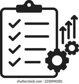 Clipboard with gear isolated icon. Technical support check list icon