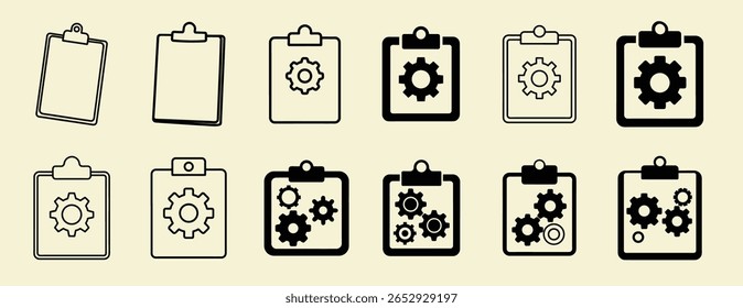 área de transferência, engrenagens, configurações, ícones, mecanismo, valor, tarefa, impacto, organização, resultado, visual, revisão, orientação, programação, feedback, progresso, projeto, eficiência, colaboração, habilidade, planejamento, 