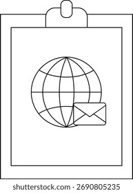 Portapapeles con globo y sobre ilustración líneas simples