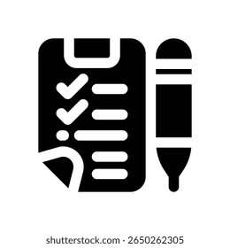 ícone de glifo da área de transferência. Ícone vetorial forte e sólido para sites, interfaces móveis, apresentações e marca visual. Alta qualidade e fácil de editar.