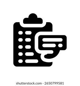ícone de glifo da área de transferência. Ícone vetorial forte e sólido para sites, interfaces móveis, apresentações e marca visual. Alta qualidade e fácil de editar.