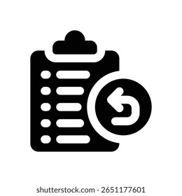ícone de glifo da área de transferência. Ícone vetorial forte e sólido para sites, interfaces móveis, apresentações e marca visual. Alta qualidade e fácil de editar.