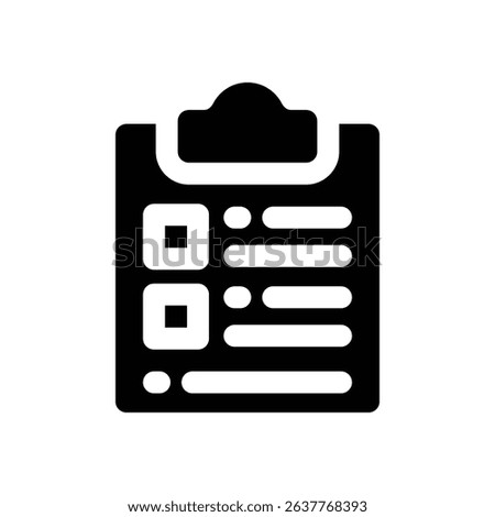 clipboard glyph icon. Strong and solid vector icon for websites, mobile interfaces, presentations, and visual branding. High quality and easy to edit.