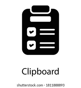 clipboard glyph icon, glyph vector design
