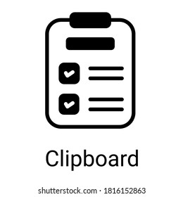 icono de glifo del portapapeles, diseño de glifo vector