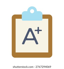 A clipboard with an A grade on a creamcolored paper