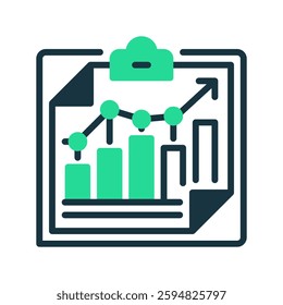 Clipboard with Graph line icon. Universal creative premium symbol. Vector sign icon logo template. Vector illustration