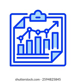 Clipboard with Graph line icon. Universal creative premium symbol. Vector sign icon logo template. Vector illustration