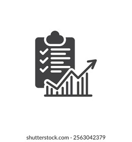 A clipboard with graphs or checkmark vector icon. filled flat sign for mobile concept and web design. Bet Tracker glyph icon. Symbol, logo illustration. Vector graphics