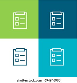 Clipboard green and blue material color minimal icon or logo design