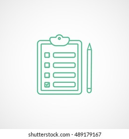Clipboard Green Line Icon On White Background