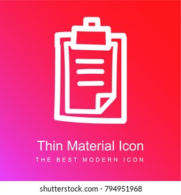 Clipboard hand drawn interface symbol red and pink gradient material white icon minimal design